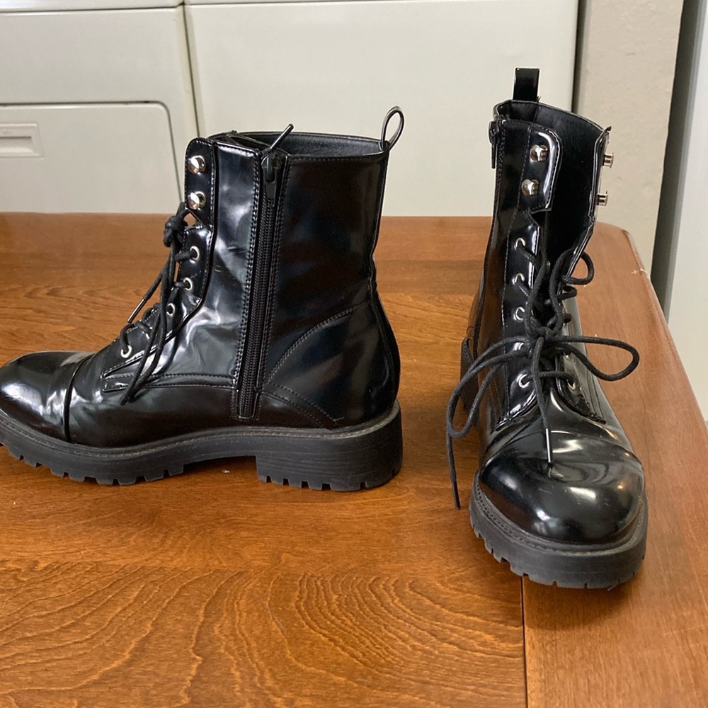 Black Lace-Up Ankle Boots
